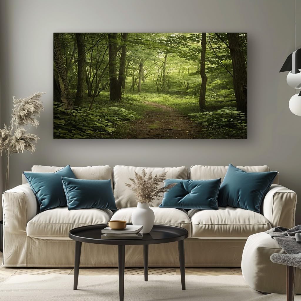 MKBKLI Abstract Canvas Wall Art for Living Room Green forest path Paintings for Bedroom, Office, Kitchen - Home Decor Pictures 50x100cm
