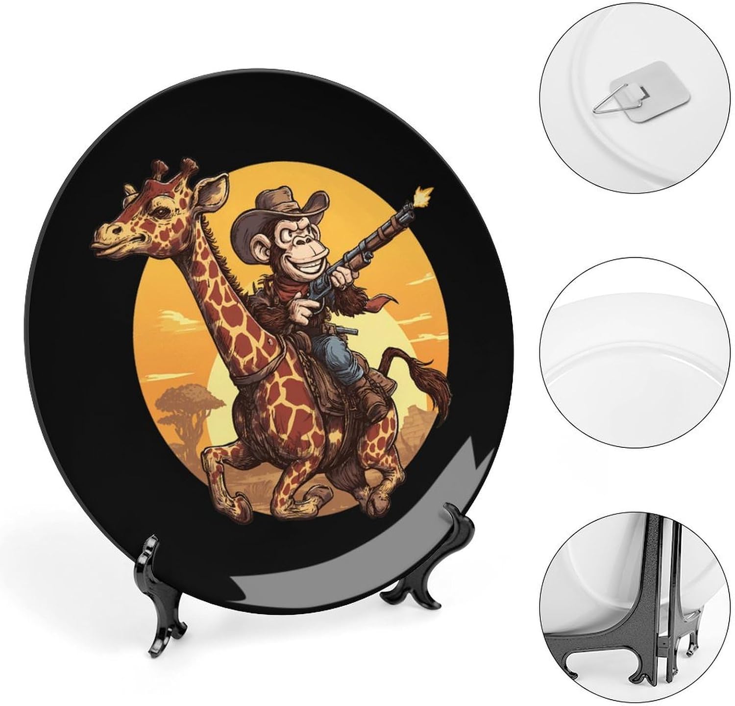 Funny Anime Monkey Giraffe Decorative Plate for Display Ceramic China Plates for Home Wall image 4