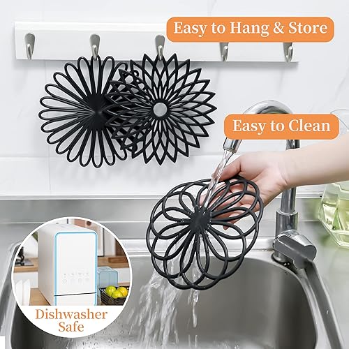 Miniatura 7 de Kalsreui Salvamanteles para platos calientes, almohadillas calientes de silicona para encimera de cocina, salvamanteles de silicona intrincadamente