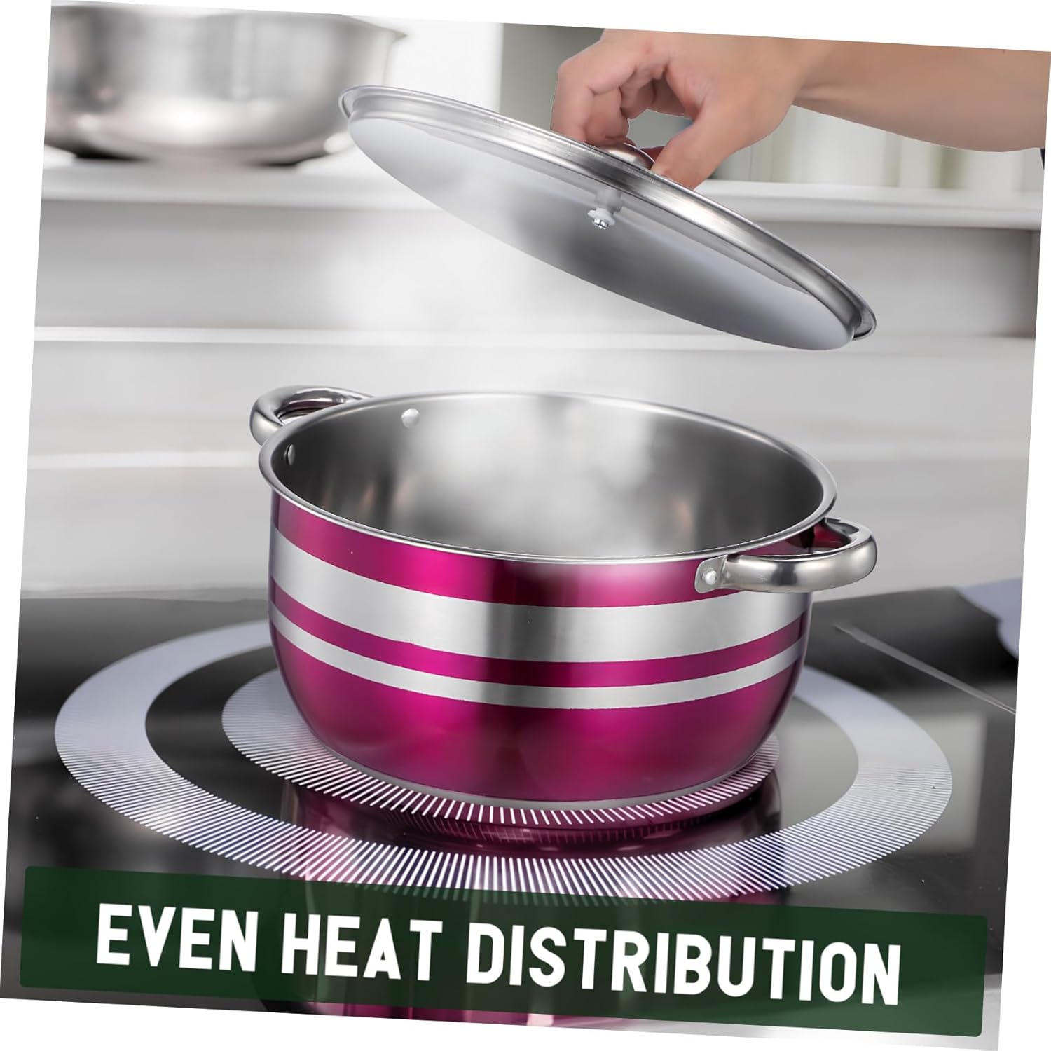 Alipis 4pcs Stainless Steel Cookware Set with Ergonomic Cool-touch Handles Induction Compatible Stock Pots Even Heat Distribution Dishwasher Safe Kitchen Cooking Utensils for Home and