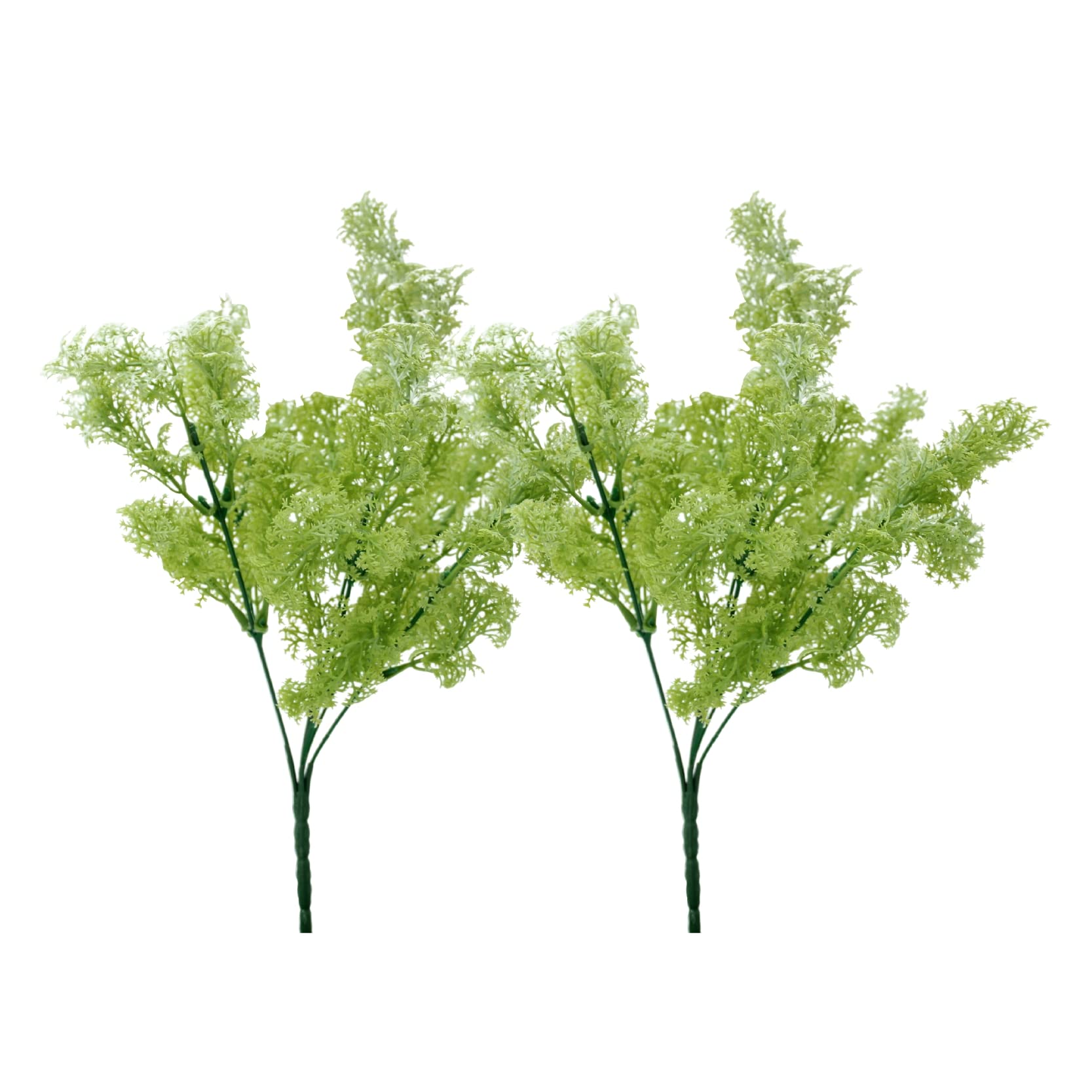 Artificial Coriander Plant Bunch (Green, Height 35 cm) 2 Pieces Stick for Decoration Without Pot, Home and Office Decor, Long Lasting and Durable Faux Plants