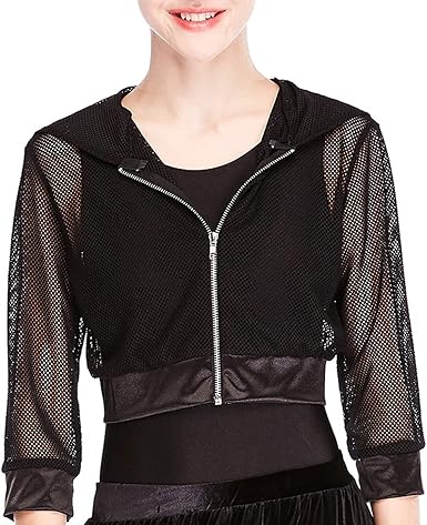 Amazon.com: YUUMIN Camisetas de malla de manga larga para niñas grandes con  capucha transparente para jugar al jazz, tenis, trotar y entrenar : Ropa,  Zapatos y Joyería