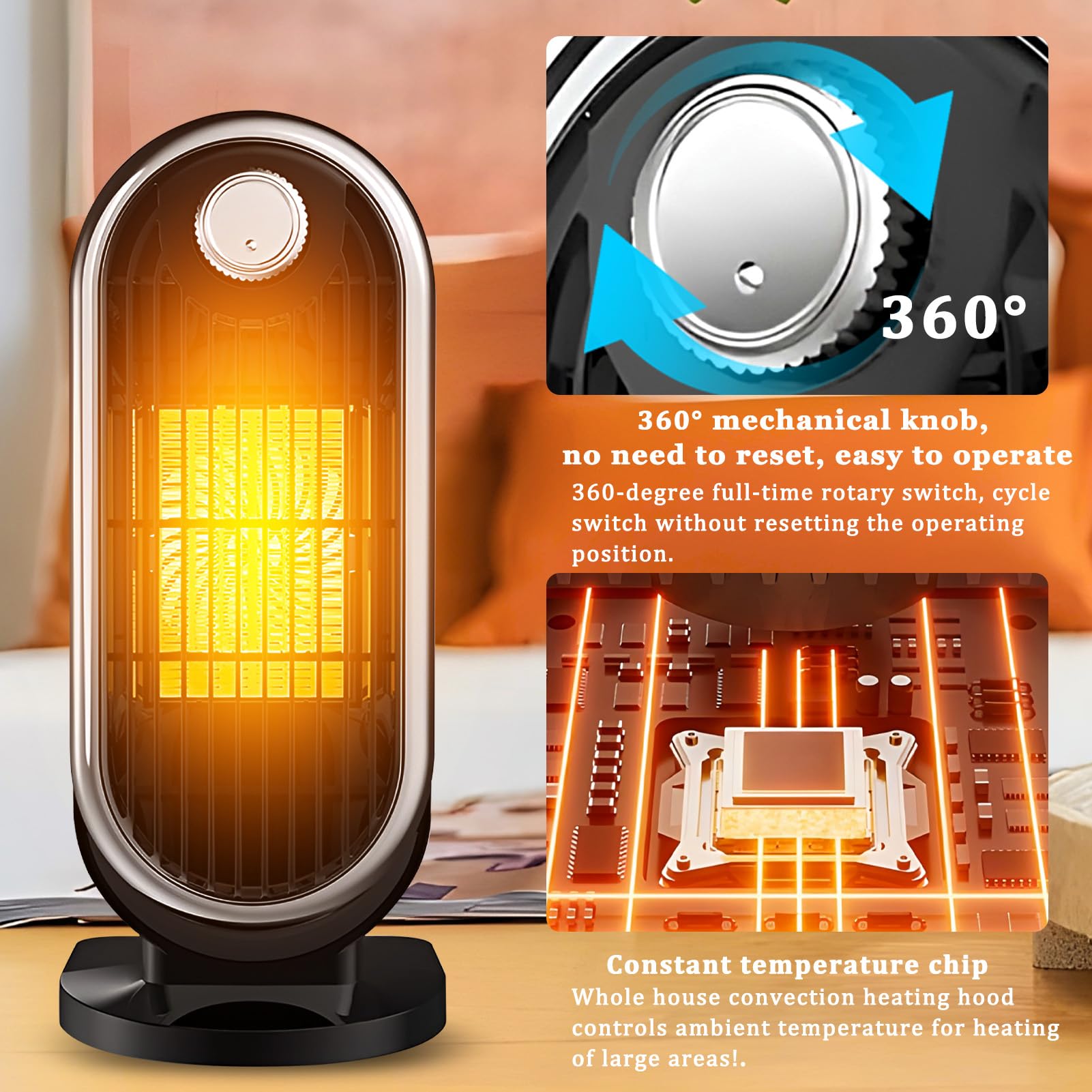 XUJMK Stufa Elettrica Basso Consumo 1200W, Termoventilatore da Bagno con Termoventilatore da Bagno con termostato Regolabile, Silenzioso Protezione Da Surriscaldamento E Ribaltamento per uso interno