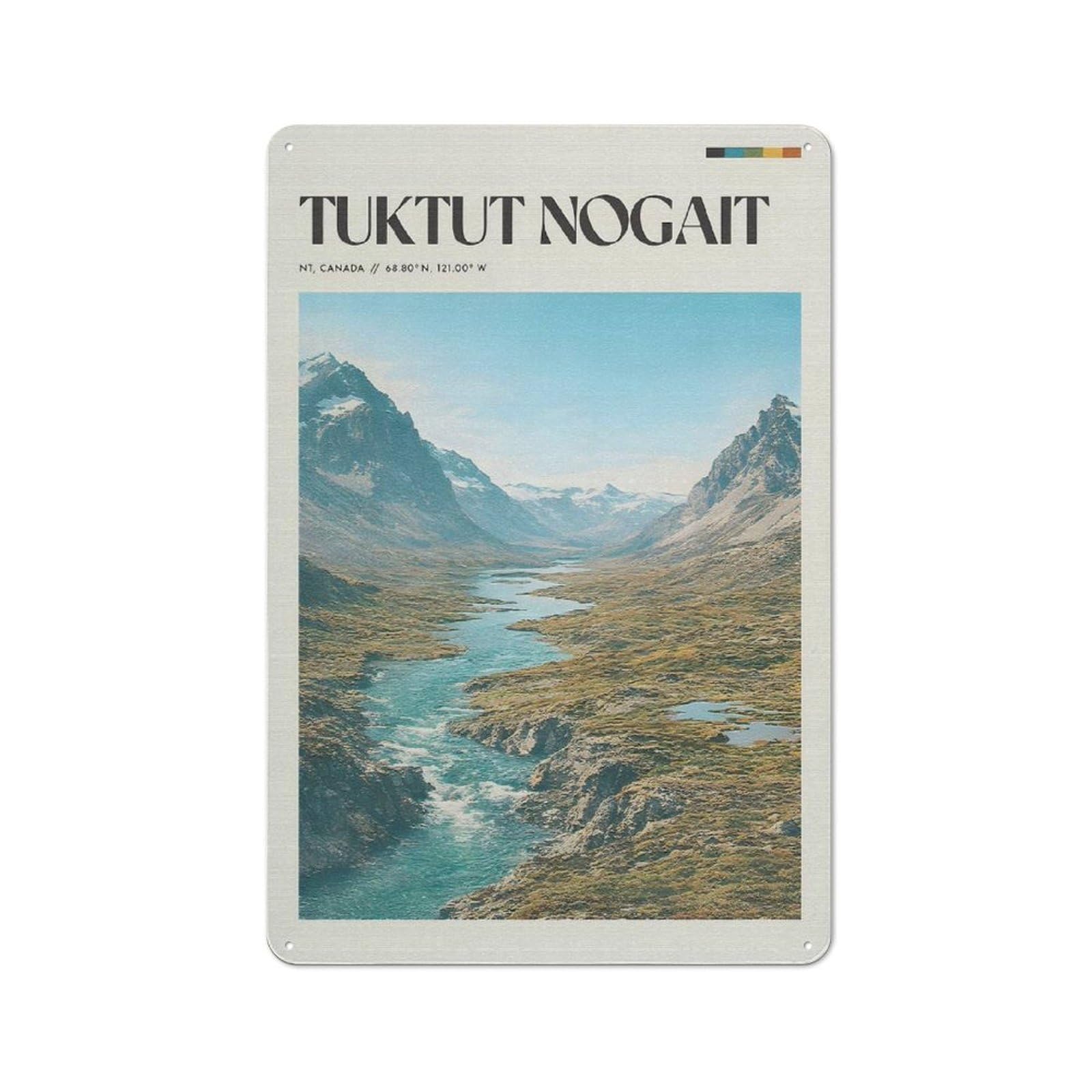 Junmoney Style-15 Rustic Metal Wall Sign 30X20cm Featuring Tuktuut Nogaitt National Park For Garage Wall, Tin Sign Wall Decor For Garages And Workshops
