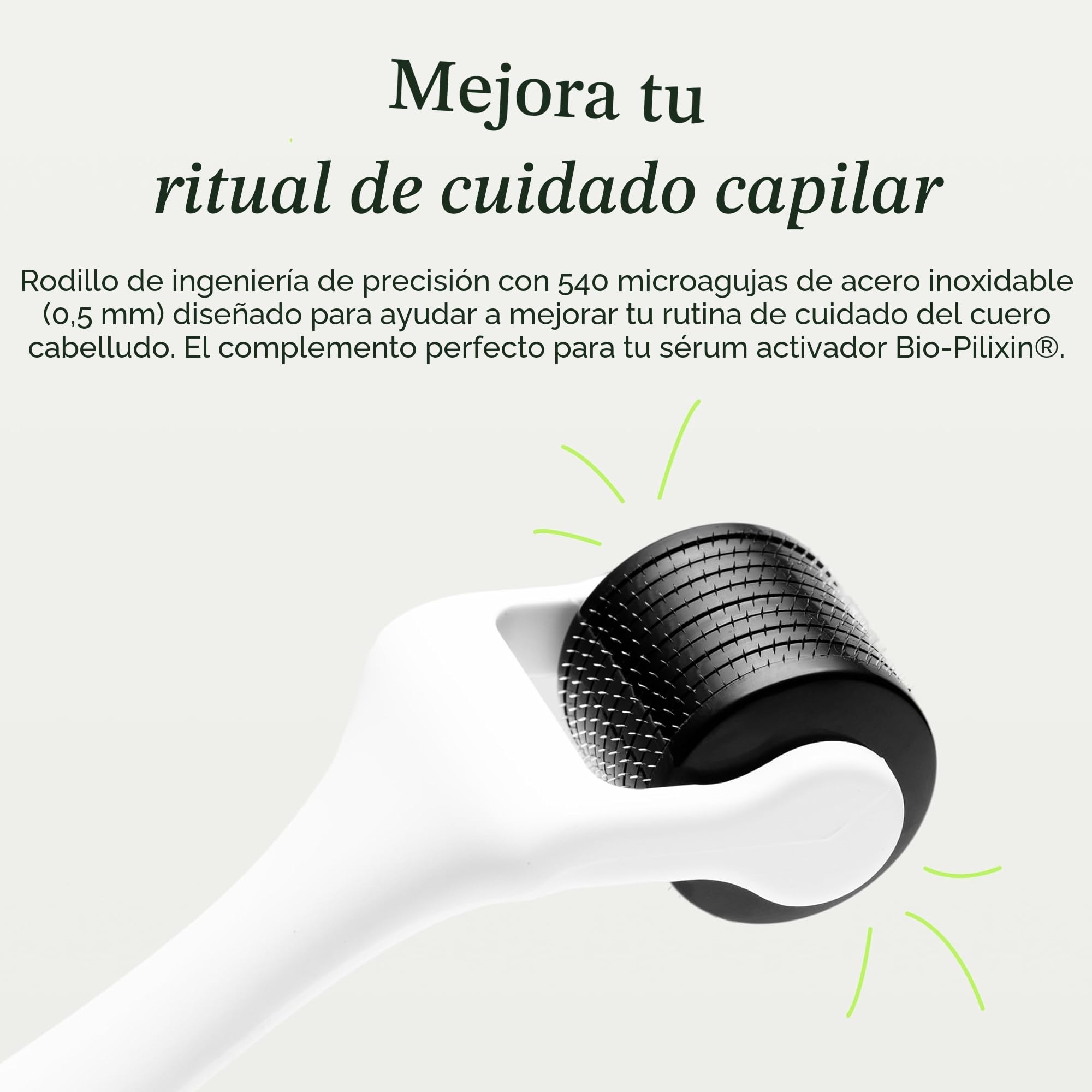 Scandinavian Biolabs Scalp Activating Roller – estimula el cuero cabelludo, favorece una apariencia más densa, microagujas de titanio de grado médico, mejora la absorción del sérum