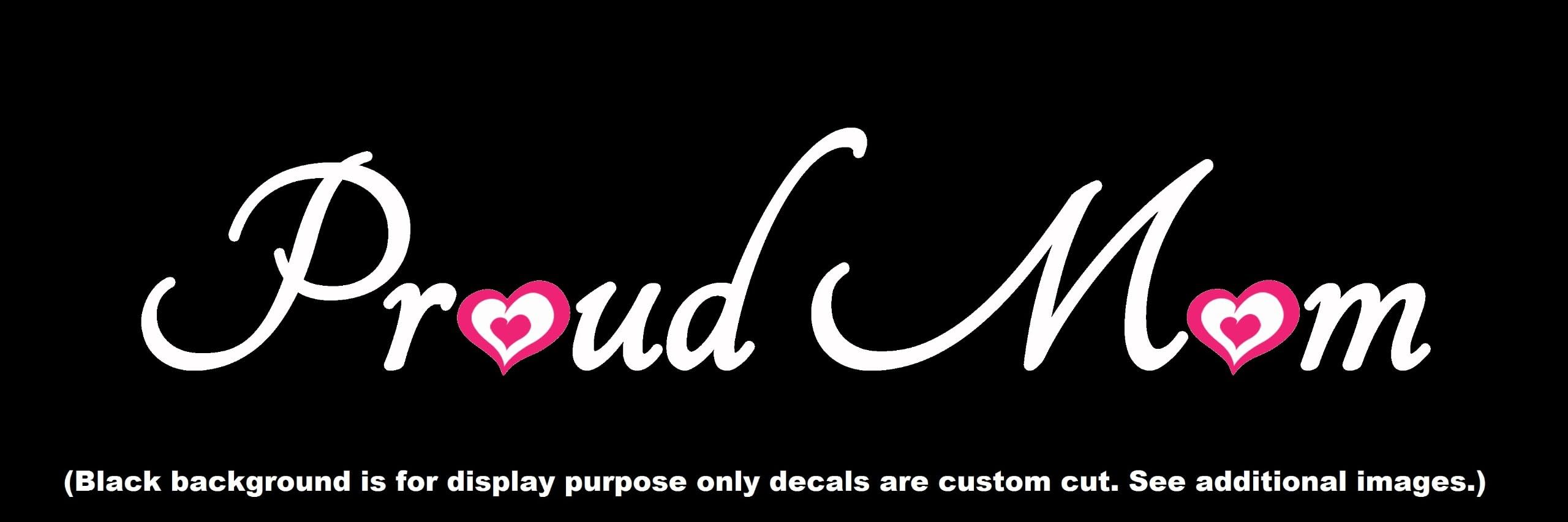 Proud Mom Vinyl Decal 2-Pack - Custom Decals for Moms - Die Cut Stickers Can Be Used for Car, Wall Art, Appliances, Laptop, Macbook Pro, Mirror, and Window - Best Mother's Day Gift Add On - Awesome Bumper Stickers - Baby Shower Gift