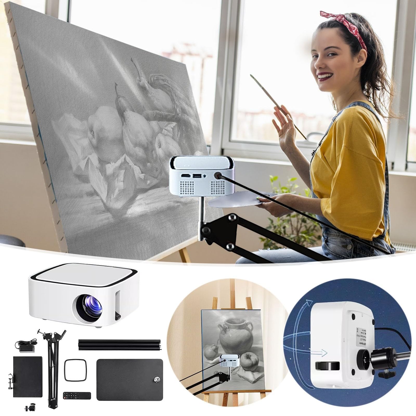 Intelligenter Kunstprojektor zum Zeichnen, Smart Sketcher-Projektoren, einstellbare Größe und Winkel, intelligente Skizzenprojektoren für Kinder und Erwachsene, DIY-Skizzenmarker