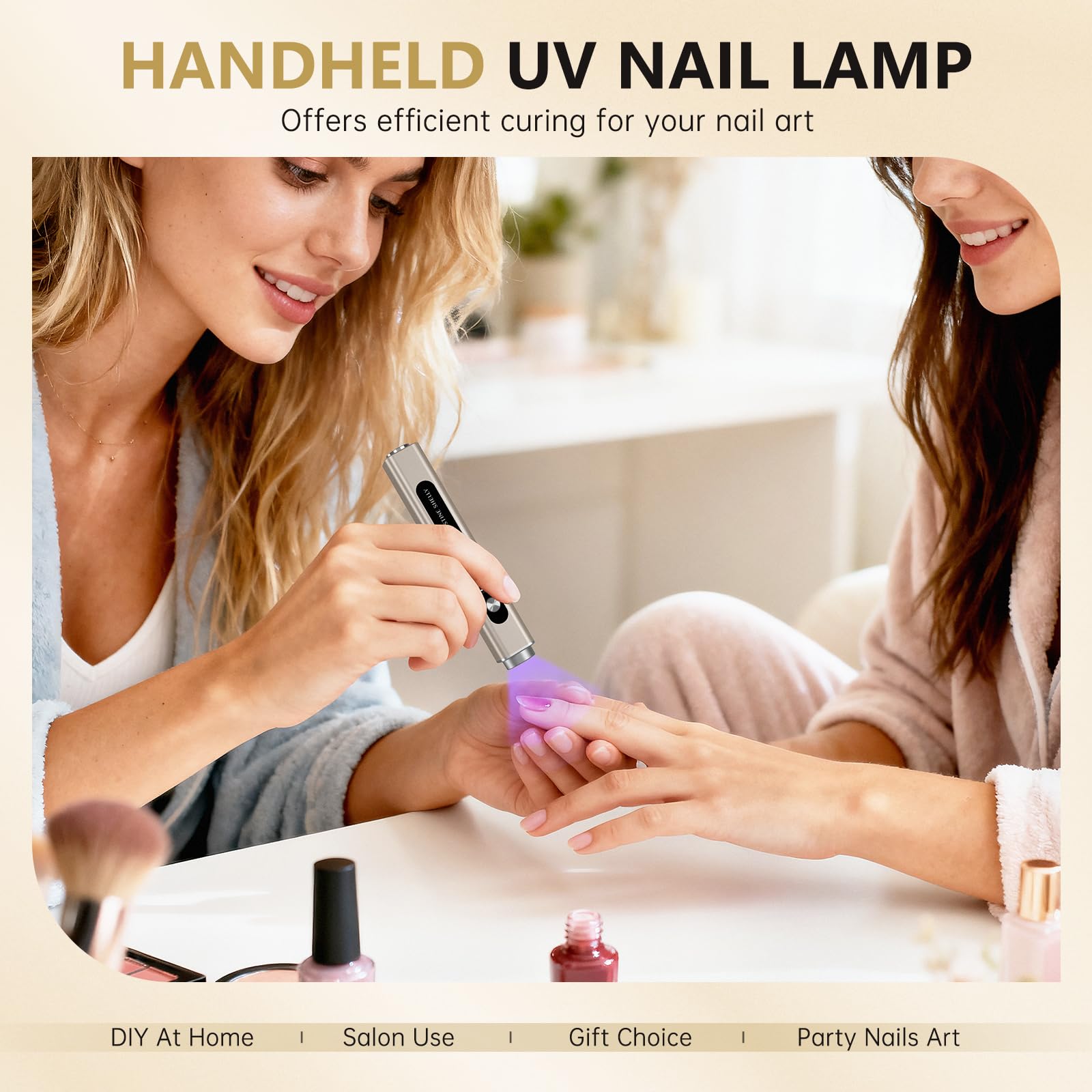 UV Lamps for Gel Nails CHRISTINE SHELLY Handheld 3 In 1 LED Nail Light Cat Eye Magnet Flash Cure Lamp Nail Stamp LCD Display Rechargeable Nail Dryer with 3 Timers for Gel Polish Home DIY - Image 2