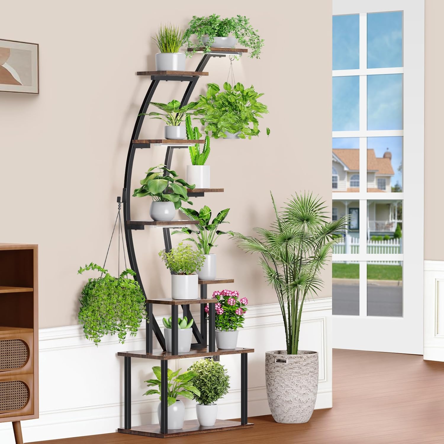 Plant Stand Indoor with Grow Lights: 9 Tiered Metal Plant Shelf Pots For Plant Lovers - 63" Tall Indoor Flower Rack Display Holder Multiple For Room - Corner Large Planter Shelves For Patio,Wall