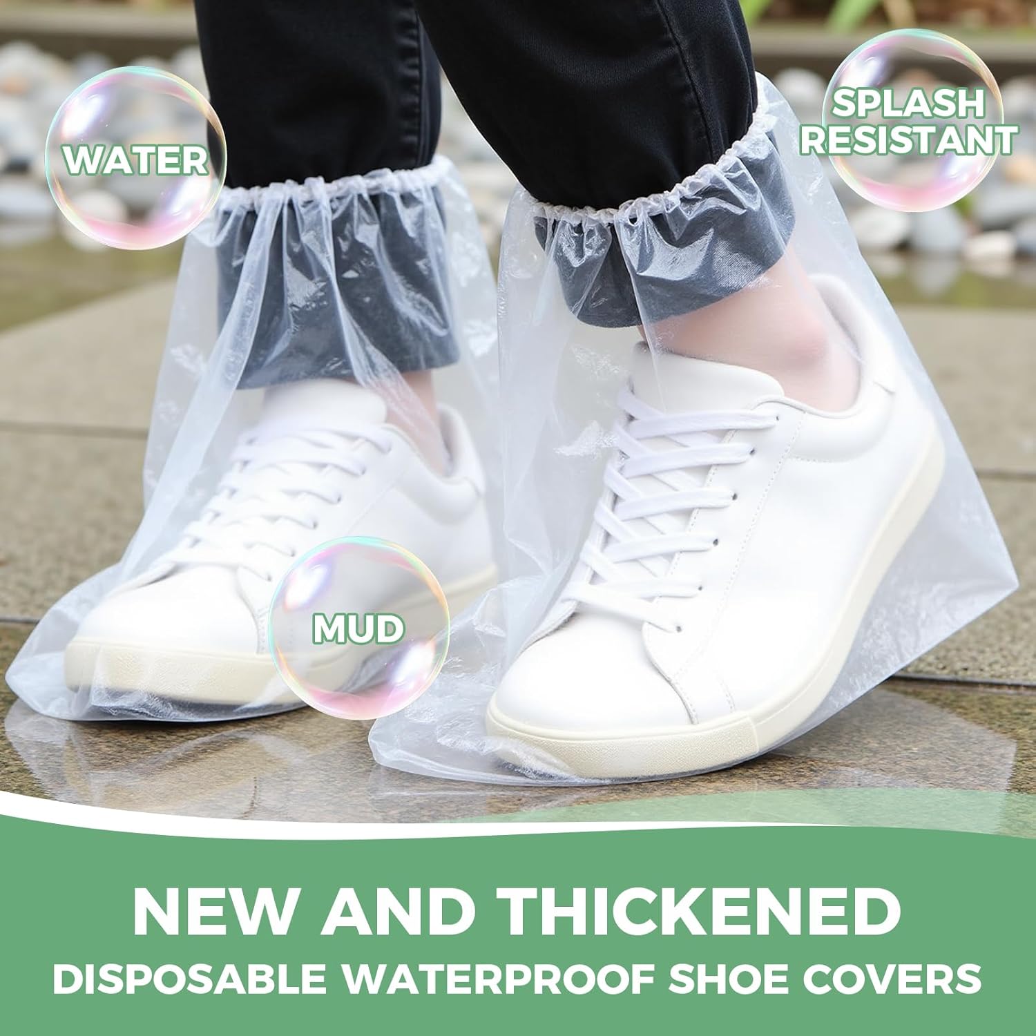 24 pairs of rainproof shoe covers - disposable plastic rain shoe covers - men's and women's plastic shoe covers, waterproof and non slip shoe covers, transparent and individually packaged - Image 4