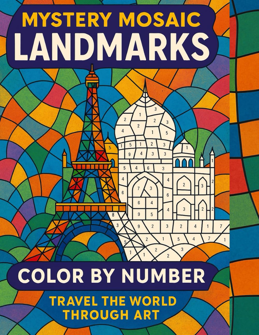 Mystery Mosaic World Landmarks Coloring Book: Color by Number Famous Monuments and Scenic Wonders – Relaxing Travel-Inspired Art for Adults