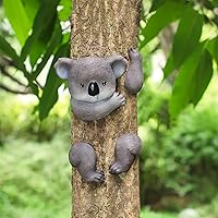 JARPSIRY Cute Koala Tree Hugger - Adorable Resin Outdoor Tree Face Garden Statue Peeker Yard Art for Patio Lawn Decor