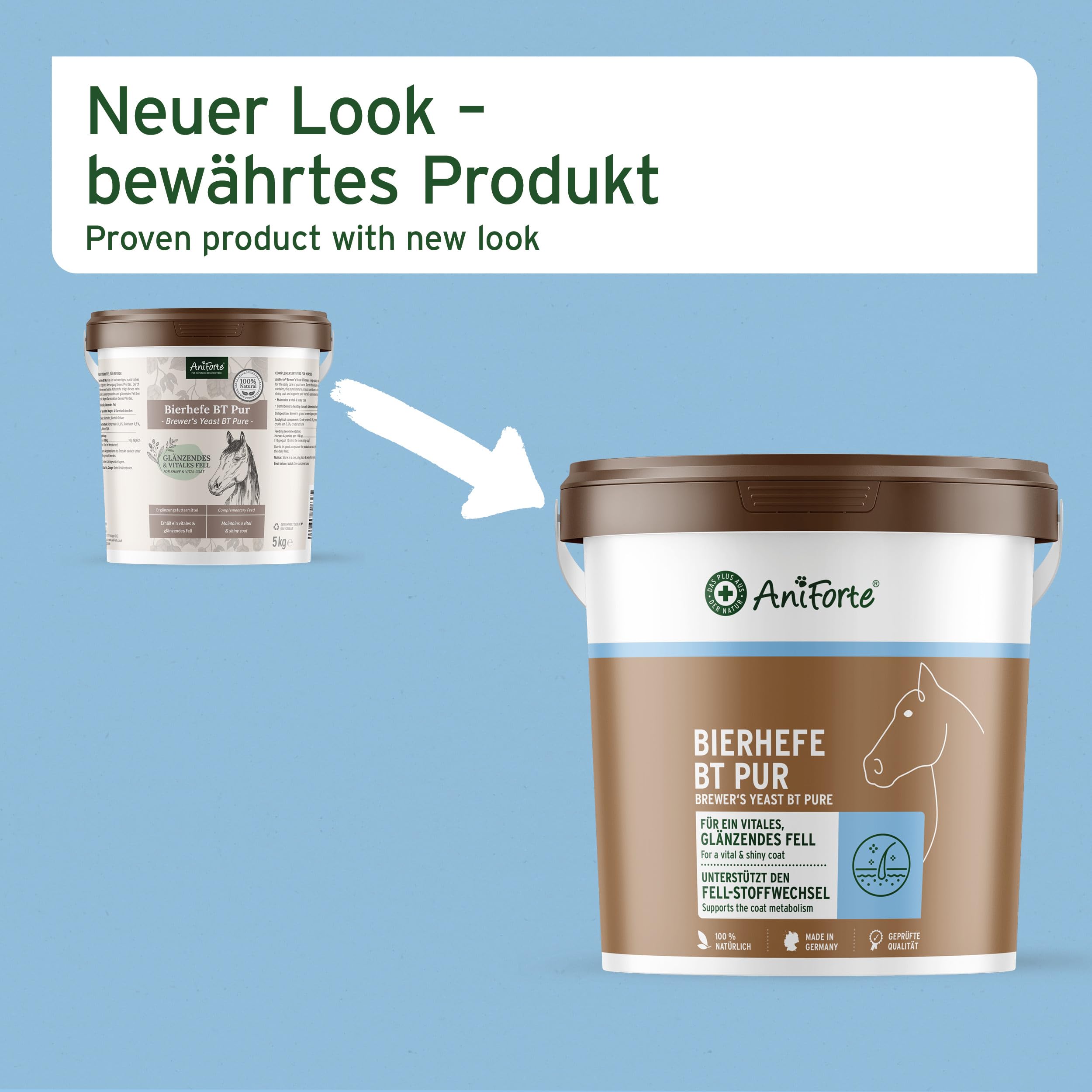 AniForte Bierhefe Pferd 5kg – BT Pur, für glänzendes Fell, Haut & Fell-Stoffwechsel, mit Biotin & Zink, für Magen, Darm & Darmflora, naturbelassen, XXL-Vorrat, auch für Hunde geeignet