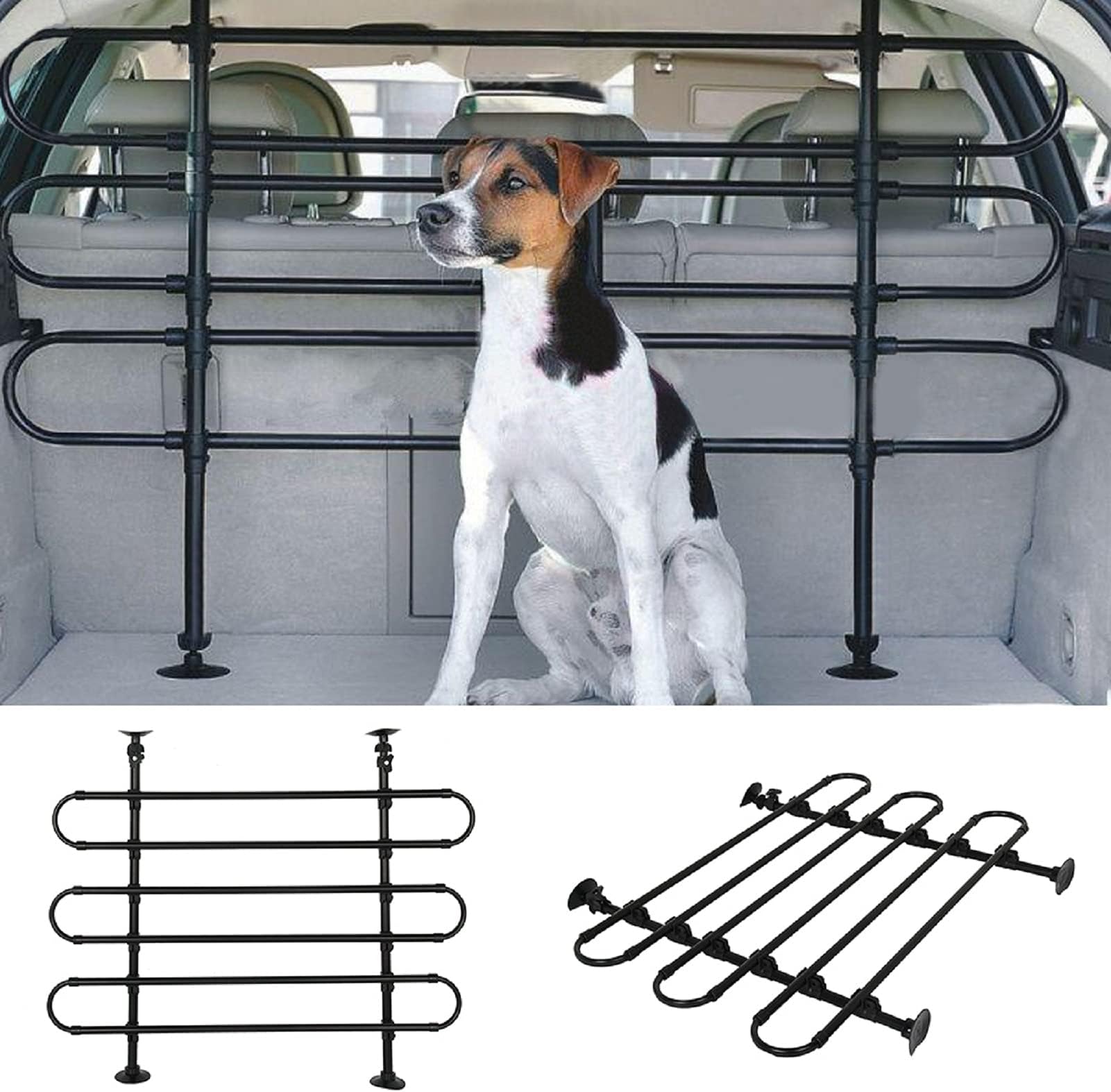 YouyijiaCar Dog Guard 150 * 110cm Univercsal Strong Fixings Travel Pet Safety Barrier Height Width Adjustable Heavy Duty Pet Car Barrier for Most Vehicles