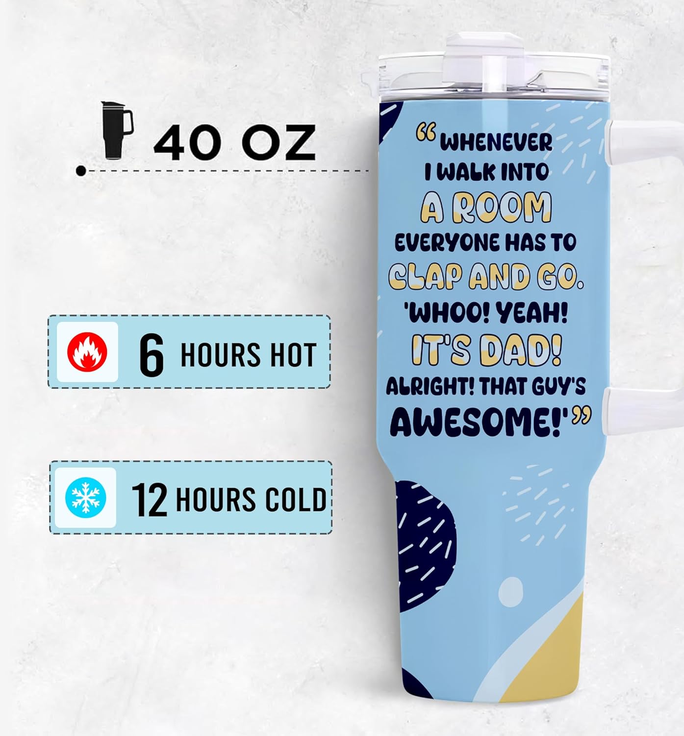 Dad Tumbler - Gifts for Daddy from Daughter, Son - Father Coffee Cup - Gifts for Father's Day - Gift for Men - Daddy Mug - Gift for Husband - It's Dad Tumbler 40Oz - Image 3