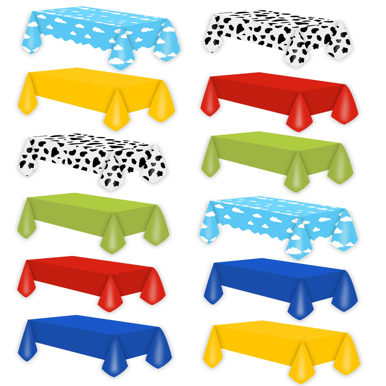 Photo 1 of 12 Pcs Blue Sky and White Cloud Color Plastic Tablecloths, Disposable Cartoon Story Party Decorations Rectangle 54 x 108 Inch Table Covers for Cartoon Birthday Baby Shower Festival Party Decorations