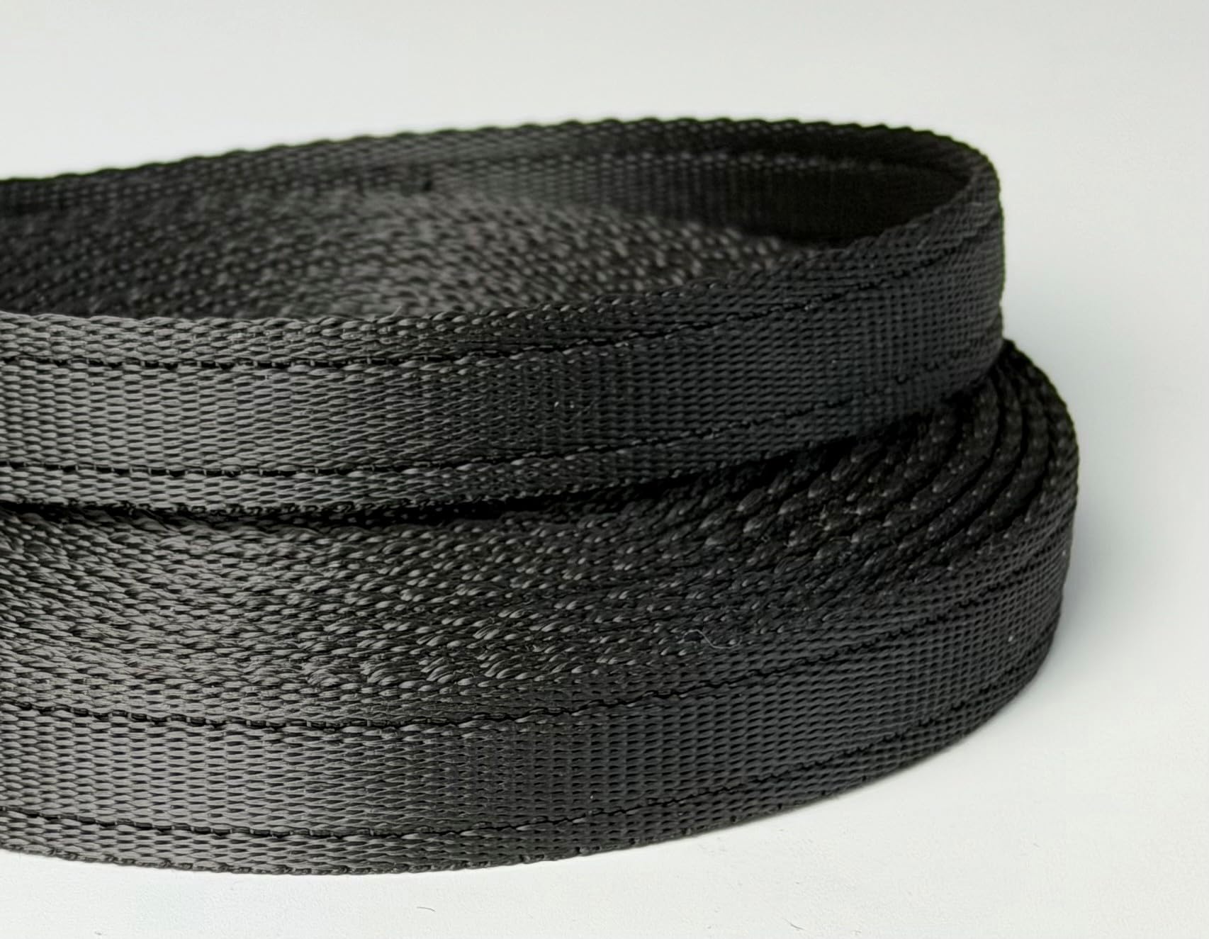 Dog long line training lead cushioned webbing in 5m or 8m (Black 8m, 3/4 inch wide)