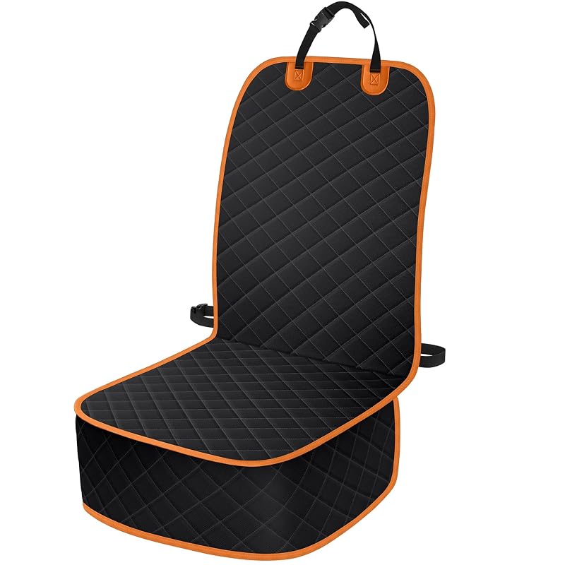 Capa para Banco Dianteiro de Carro para Cães Impermeável ELONGRIVER Preta com Laranja, Tamanho Padrão, Pacote com 1