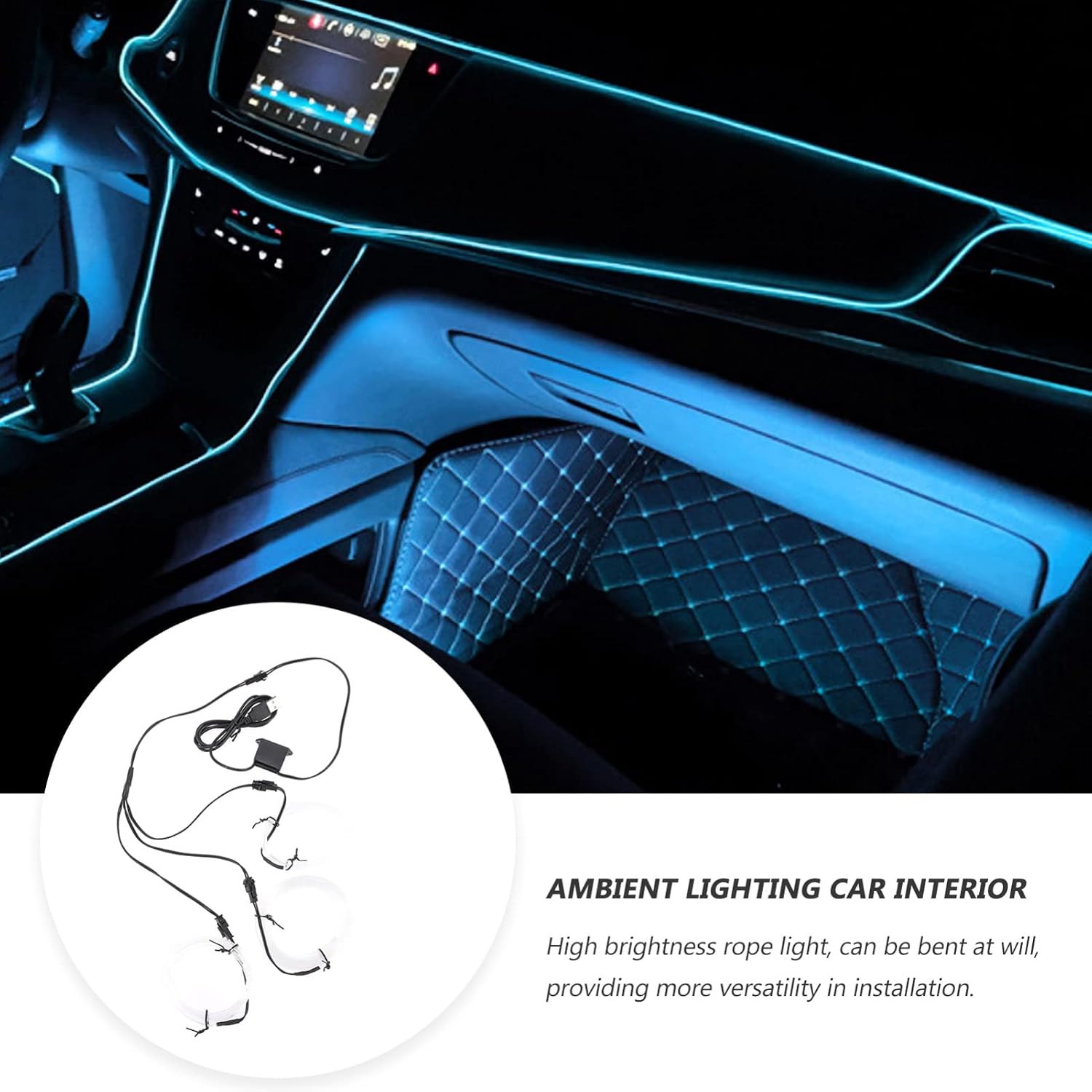 PRETYZOOM Car USB Powered Interior LED Lights for Car Decoration Rope Light for Easy Installation Versatile and Bright for Enhancing Atmosphere