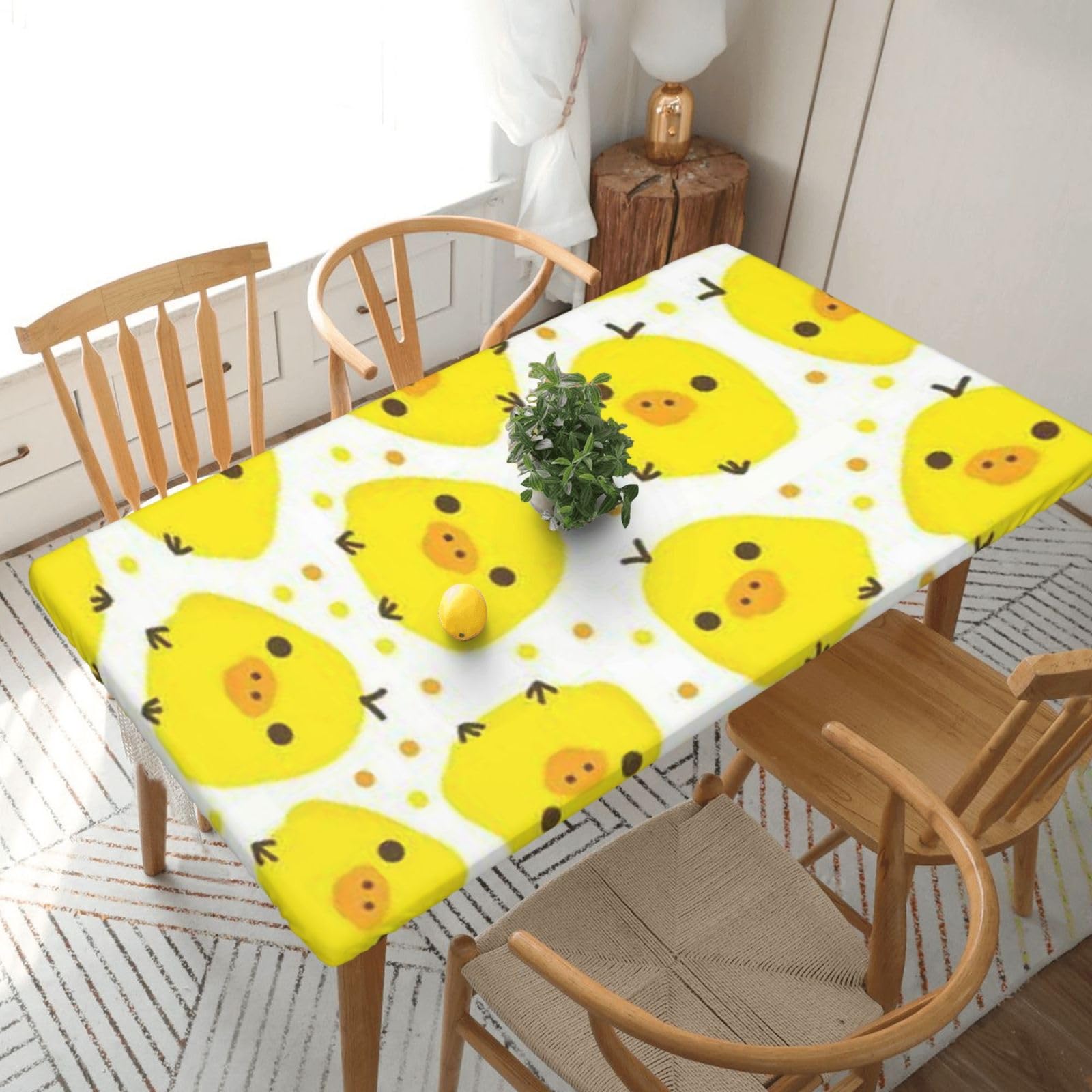 BNVSADC YELLOW chicken Printed 5FT Tablecloth Polyester Kitchen Water Resistant Table Cloth Dining Table Decoration Table Covers, 152x76 CM