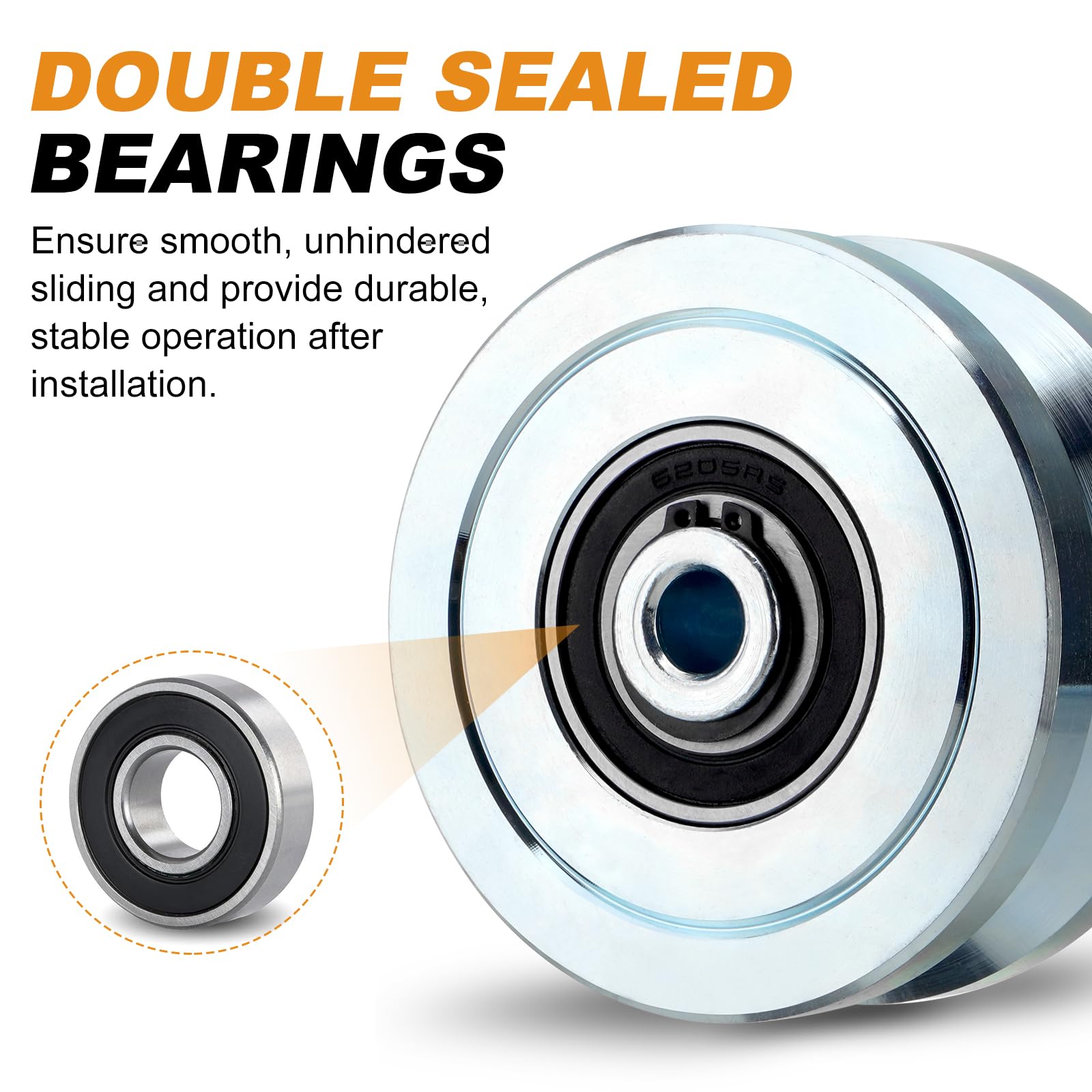 4" V Groove Gate Wheels, 3000LBS Solid Sliding V Groove Wheels — Amazon image 3