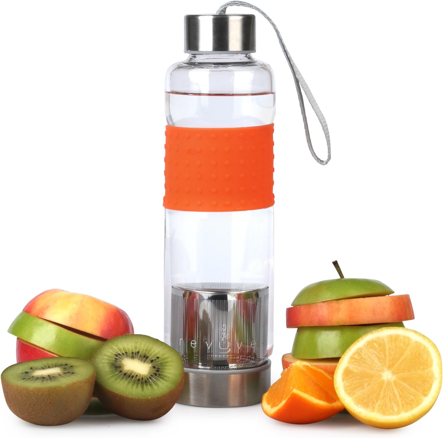 Infuser Glass Water Bottle 17 Ounce - Fruit and Tea Infusion - Cold Brew Coffee