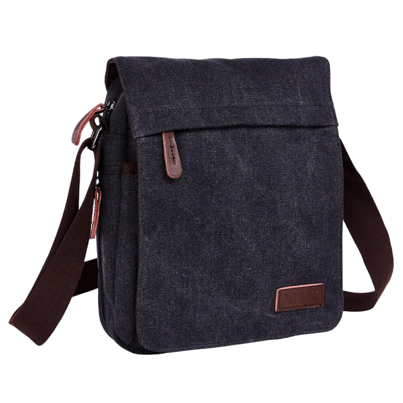 MEOKIM Small retro canvas messenger men's crossbody bag and shoulder bag