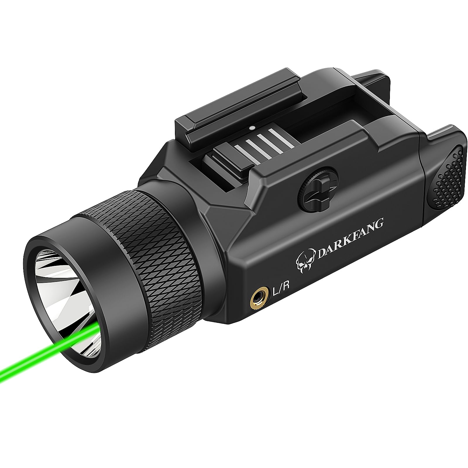 DARKFANG Tactical Flashlight and Green Laser Light Combo 1500 Lumen for Shotgun/Pistol Light with Momentary/Strobe Function for 1913 Picatinny Rail