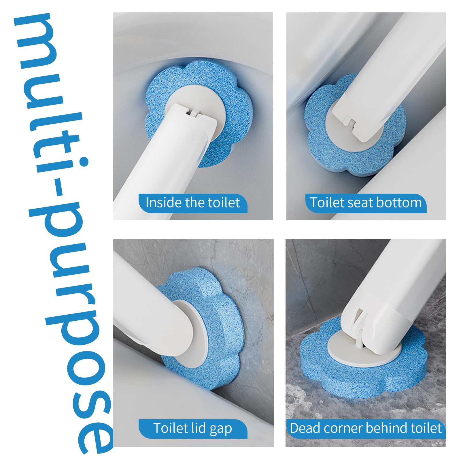 Amestar Escobilla de inodoro con 120 recambios, cepillo de limpieza de inodoro blanco, cepillo de inodoro, repuesto para inodoro eficiente y profundo