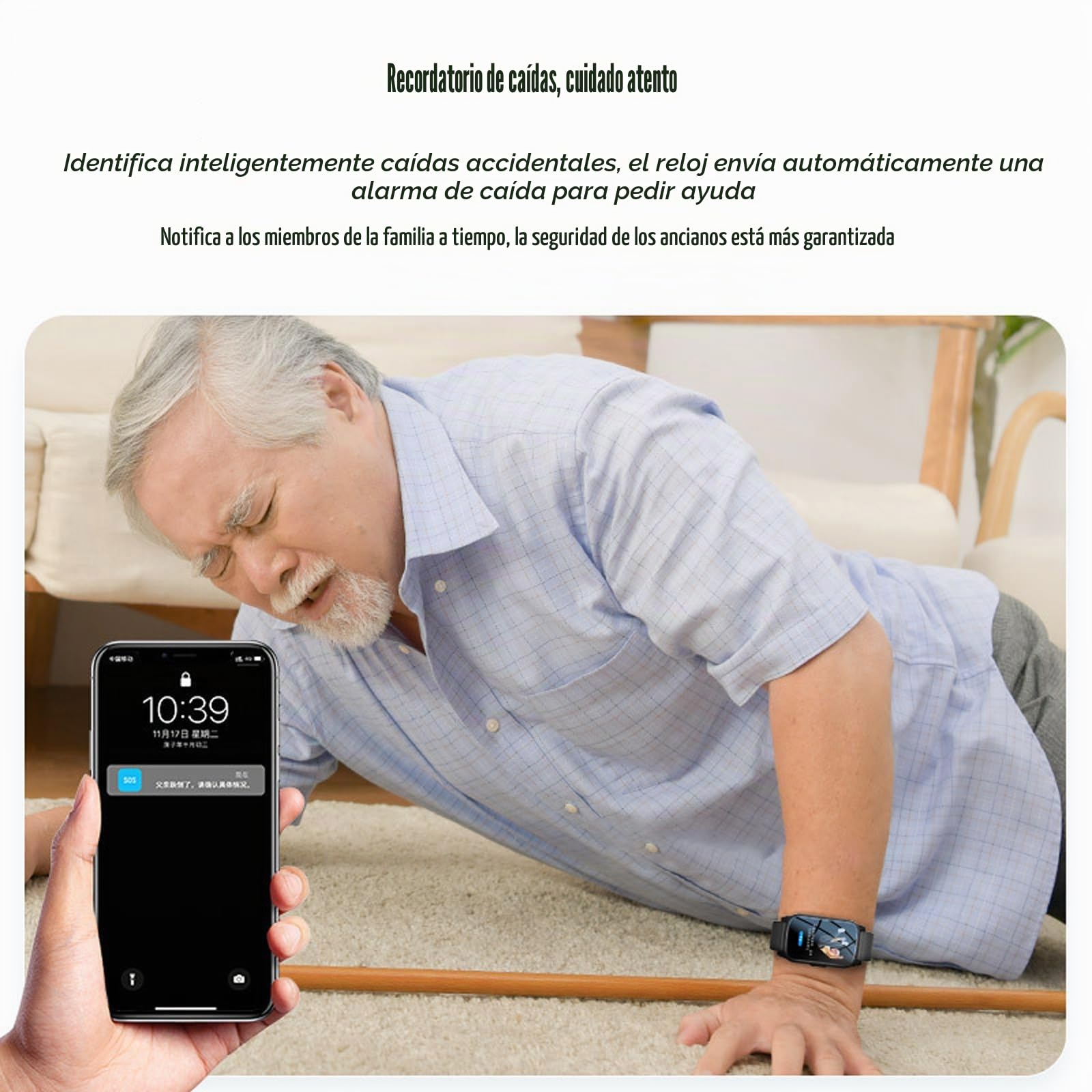 Reloj Localizador GPS Ancianos Pulsera Avisador Personas Mayores Largo Alcance, Reloj Inteligente con Detección Caídas, SOS Smartwatch para Personas Mayores,Black