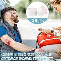Vista 6 de Nuanchu 2 rollos de cinta elástica no tejida transpirable, cinta de vendaje cohesiva, película protectora de vendaje elástico