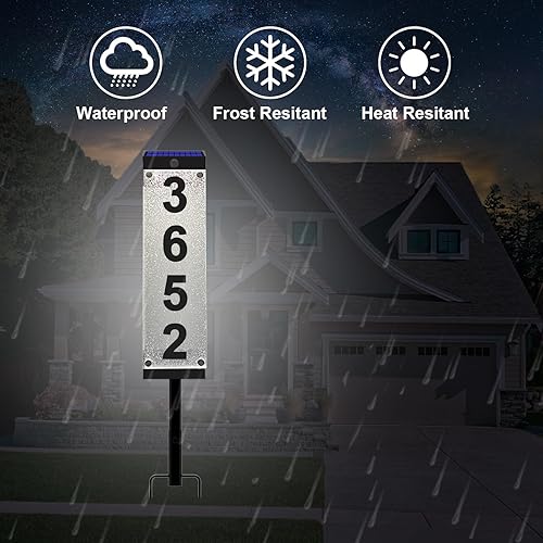 Miniatura 4 de Números solares de casa para exteriores, letrero de dirección solar de acrílico con estacas de hierro, control remoto impermeable RGBW que cambia de