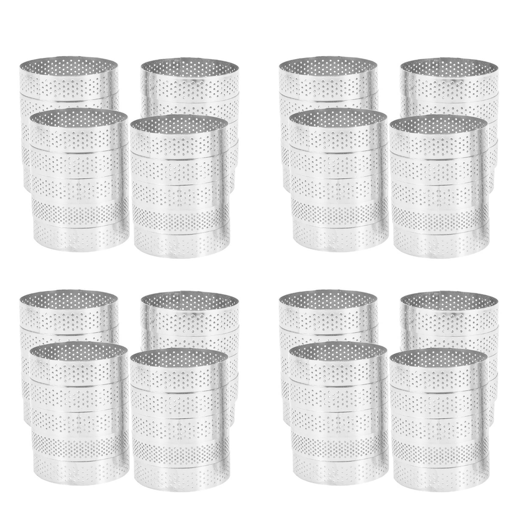 Hndhbfgrt 80Pcs Circular Tart Rings with Holes Fruit Pie Quiches Cake Mousse Kitchen Baking Mould Perforated Cake Mousse Ring 8cm