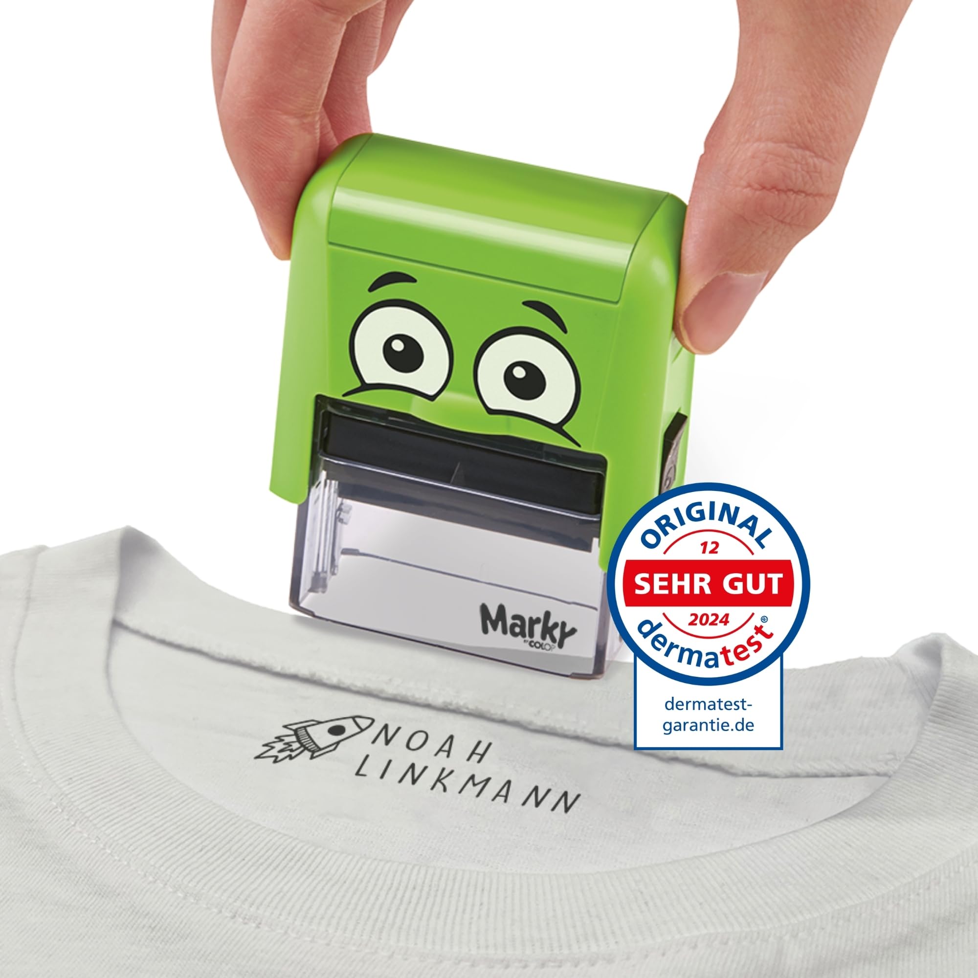 COLOP DIY MARKY Customizable Name Stamp for Kids Clothing & School Supplies – Personalizable Fabric & Object Stamp Kit – Includes 1,000 Imprints,