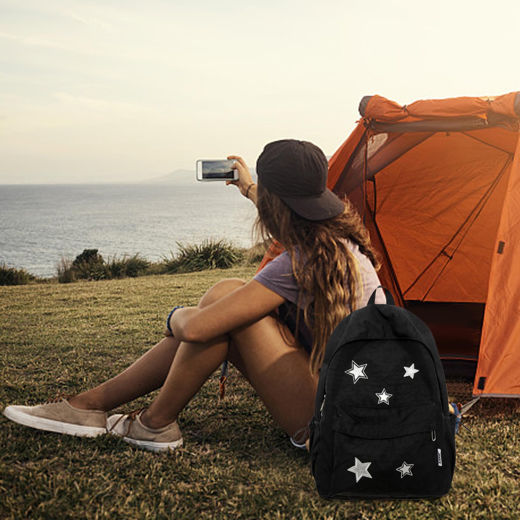 Zaino Libro Di Scuola Nero Rosa Borsa Borse Da Viaggio Zaino per Laptop con Catena