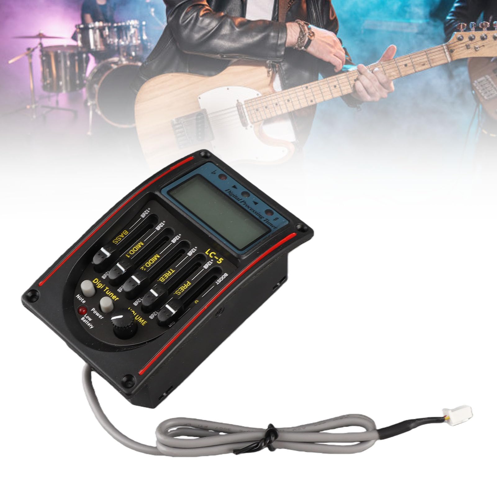 LCD 5 Band Acoustic Guitar Preamp EQ LC-5 Equalizer Tuner Piezo Pickup Equalizer Pickup Tuner per Chitarra Classica Elettrica