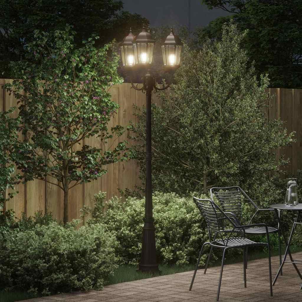 vidaXL Luce da Giardino Bronzo 61 x 53 x 235 cm Alluminio e Vetro, Lampioni in Alluminio per Giardini e terrazzi, luci robuste per vialetti, Decorazioni Outdoor