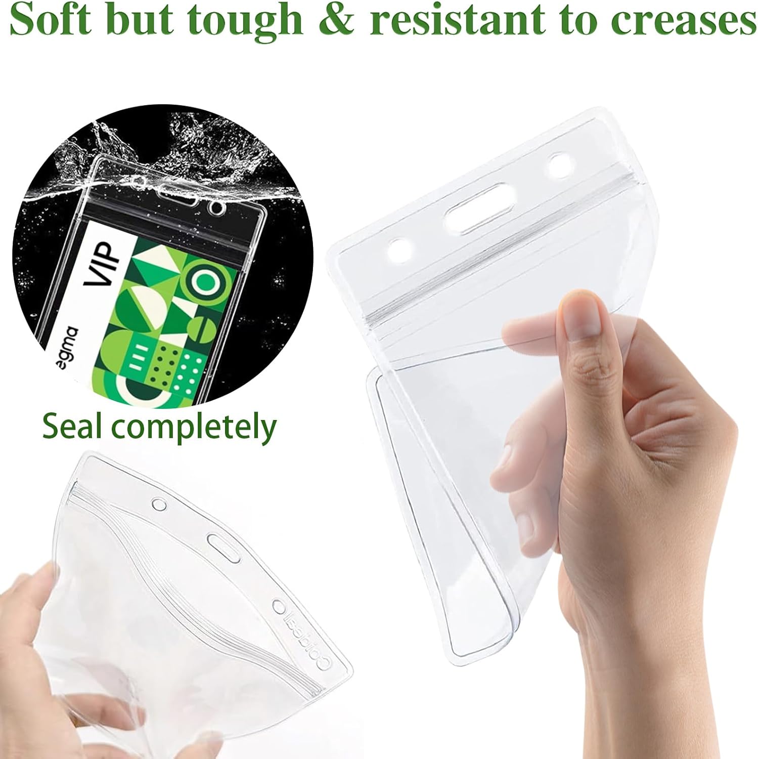 300 Pack Name ID Badge Holder,Plastic Badge Holder for Lanyard, Vertical Extra Thick 3.9" x 2.7" Waterproof Name tag Holder for School/Office/Hospital/Exhibition/Party/Badge Swipe Cards or Credit Card - Image 4