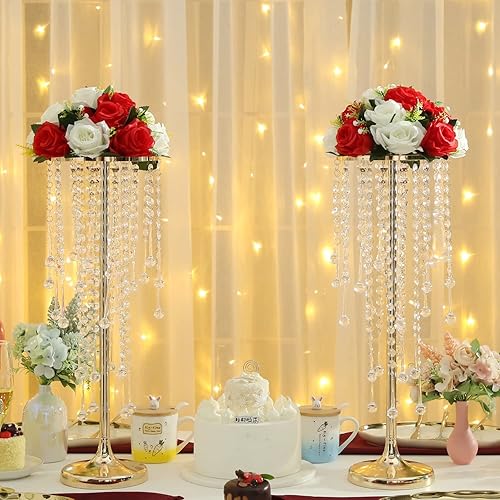 Miniatura 8 de 10 jarrones altos para centros de mesa, soporte de flores plateadas para bodas, fiestas, centros de mesa, decoración del hogar, plomo de carretera