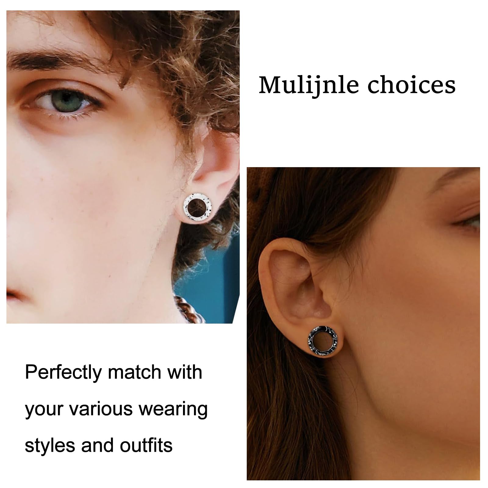 TYXHXTF 6 par silikonowych kołków do tuneli w uchu, biżuteria do piercingu, kołki do tuneli, ekspander, piercing podwójnie rozkloszowany 8 mm