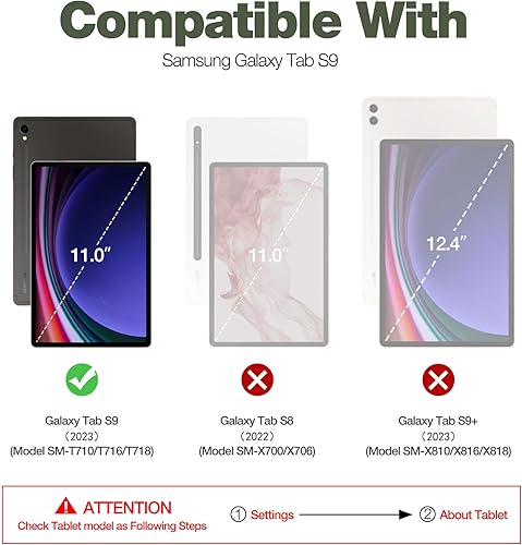 Miniatura 2 de Dexnor Funda para Samsung Galaxy Tab S9 de 11 pulgadas 2023, Protector de pantalla y soporte integrados con soporte para bolígrafo, resistente a