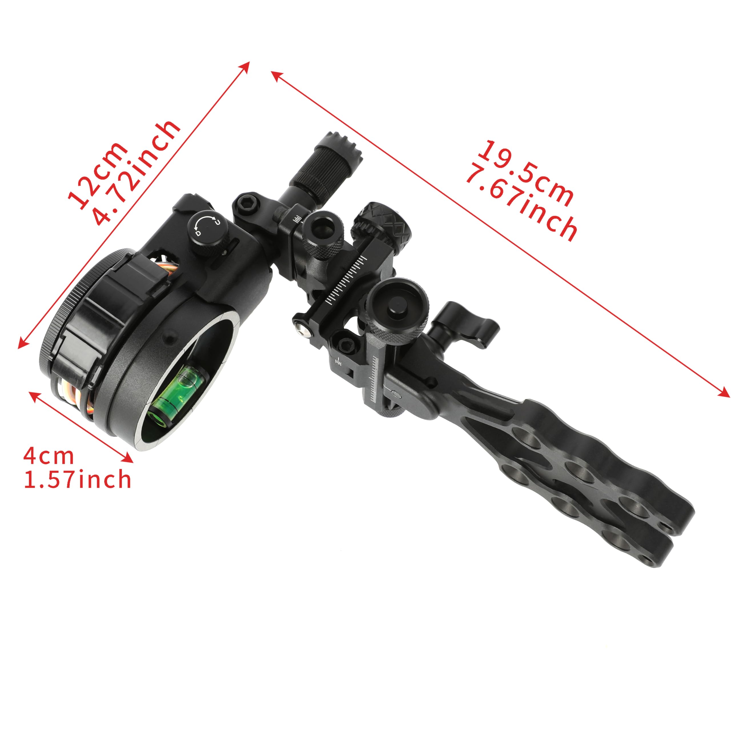 Compoundbogen-Visier mit 5 Pins Aluminiumlegierung mit 4X/6X/8X Linse Beidhändig für Bogenschießen Jagd und Schießsportzubehör