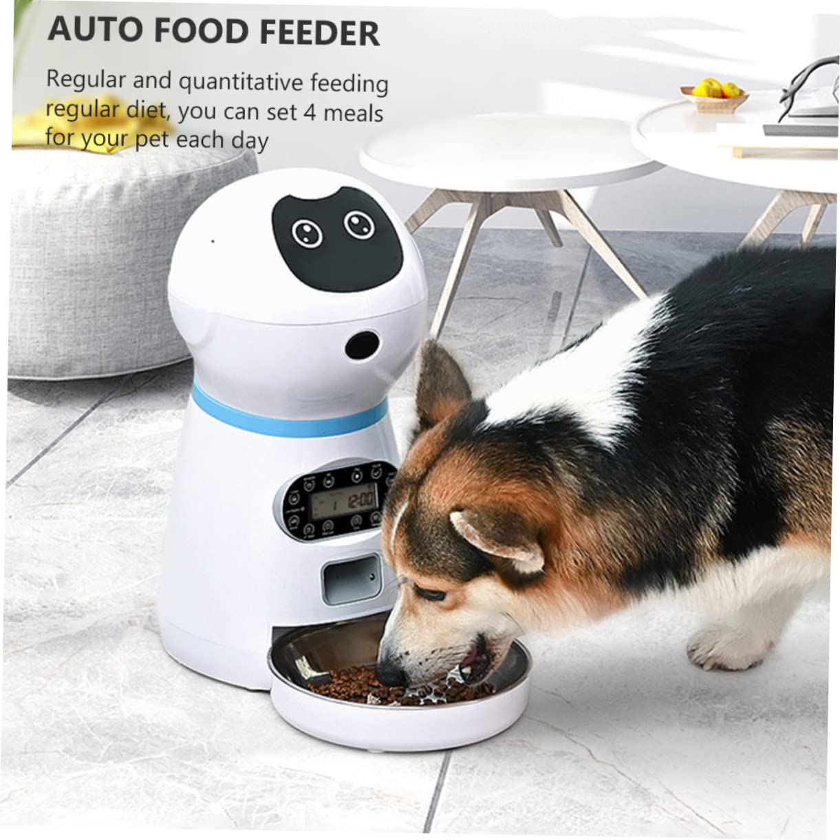VANZACK Alimentador Automático y Función de Grabación para Mascotas con Capacidad 3.5l Robot Inteligente con Temporizador Digital para Uso en Hogar Personal