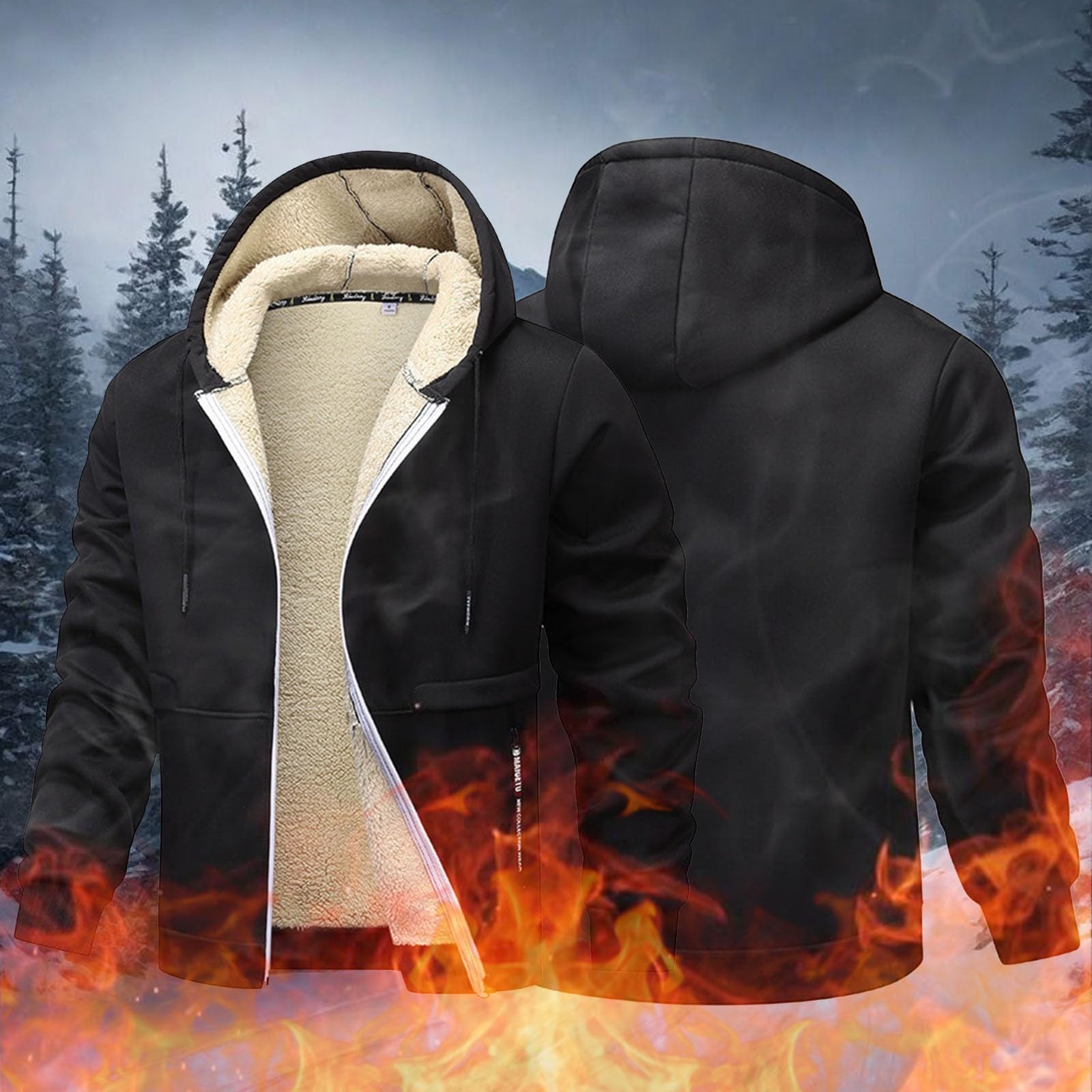 Giacca Invernale Uomo Giubbotto Imbottito Fodera Caldo Giacca in Pile Felpa con Cappuccio e Zip Elegante Giubbino Cappotto Lana a Maniche Lunghe Antivento, per Attività All'aria Aperta Taglia：XS-6XL