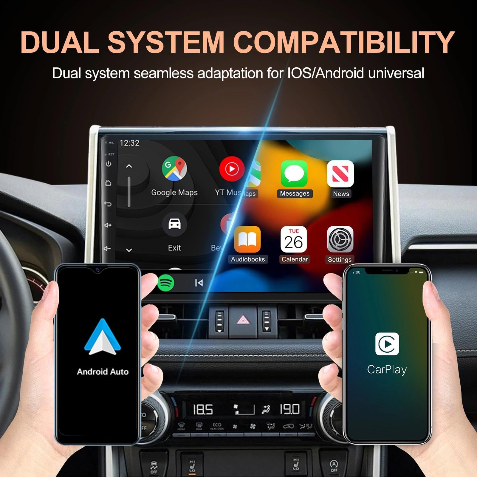 Adattatore CarPlay Wireless Mini, Connettore USB Plug e Play per Auto, Converte con Facilità CarPlay Cablato in Wireless, Compatibile con iPhone iOS 10+ e Android Auto, Reconnessione Automatica