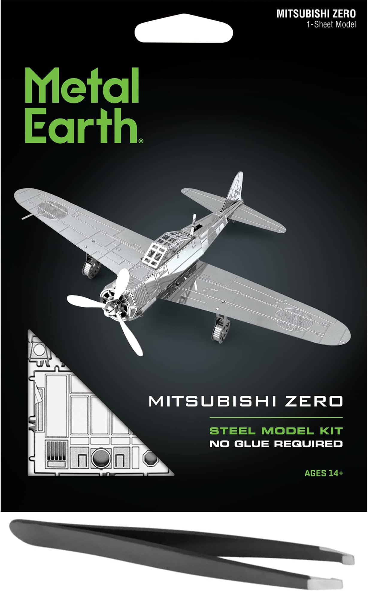 Metal Earth Mitsubishi Zero 3D Metal Model Kit Bundle with Tweezers Fascinations