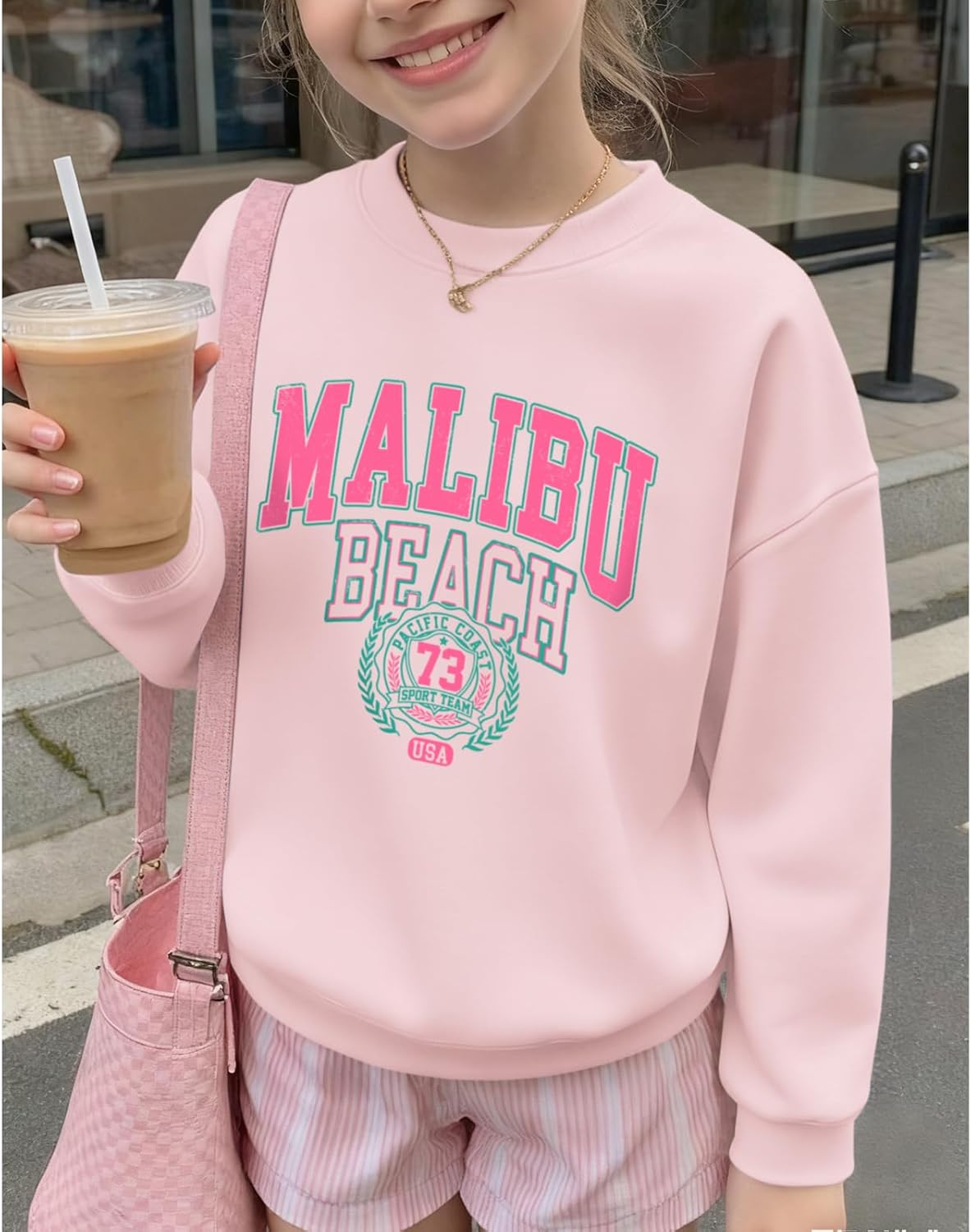 Cute Preppy Letter Graphic Sweatshirts for Teen Girls Oversized Aesthetic Hoodies Crewneck Long Sleeve Pullover Tops - Image 2