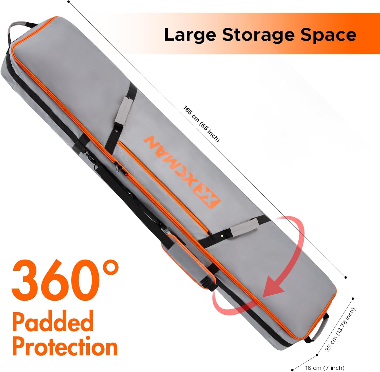 XCMAN Snowboard Bag For Air Travel - Fully Padded Ski Bag Waterproof Snowboarding Bag for Travel Snowboard Boots - Image 2