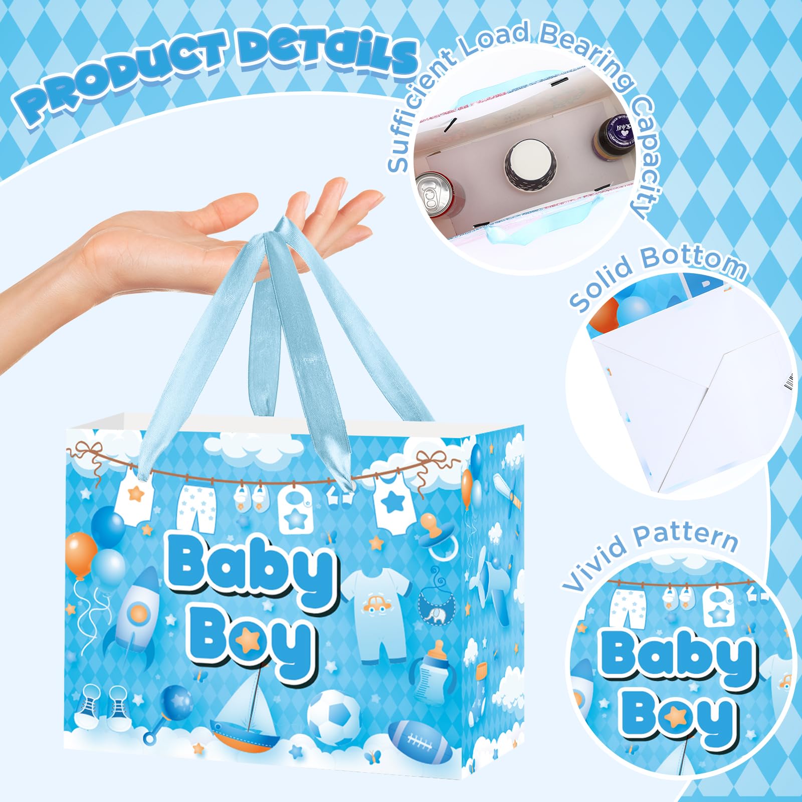 Amazon.com: Baby Boy Gift Bag with Tissue Paper and Greeting Card  display picture 1