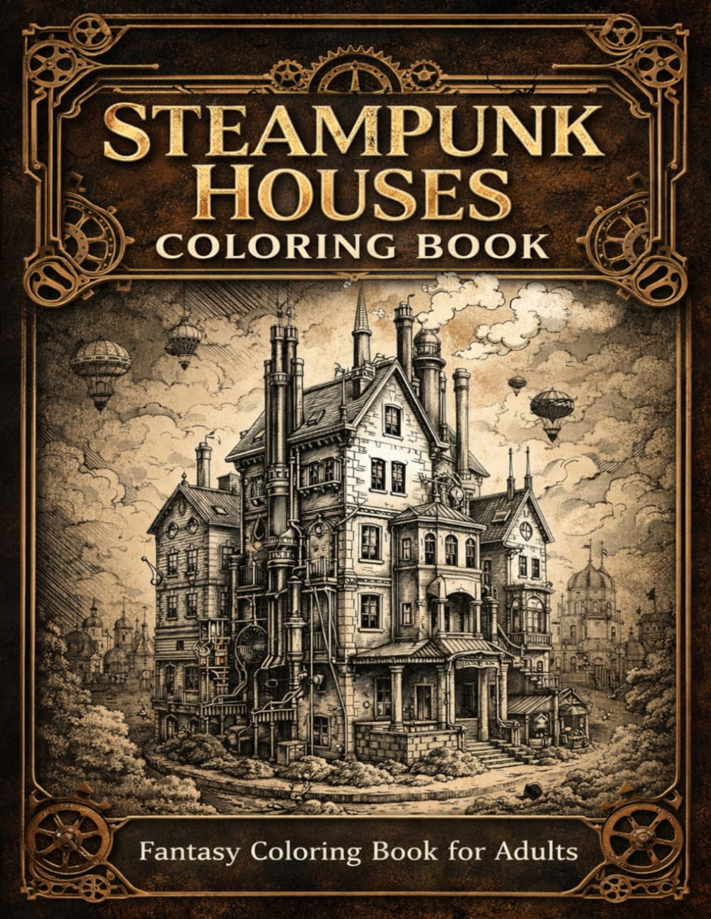 Steampunk Houses Coloring Book: Fantasy Coloring Book for Adults (Steampunk Coloring Books)
